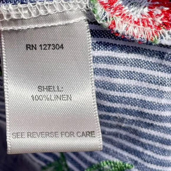 John.Mark linen button down collar loose fit embroidered top - Picture 8 of 12